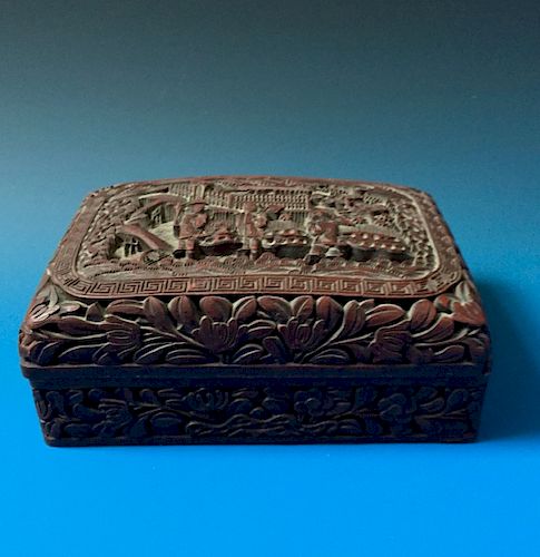 A BEAUTIFUL CHINESE ANTIQUE LACQUER BOX SEAL MARK OF QIANLONG,19C.