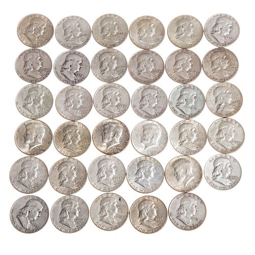 35 Silver Halves with 31 Franklins