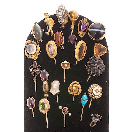 A Collection of Gemstone & Diamond Stick Pins