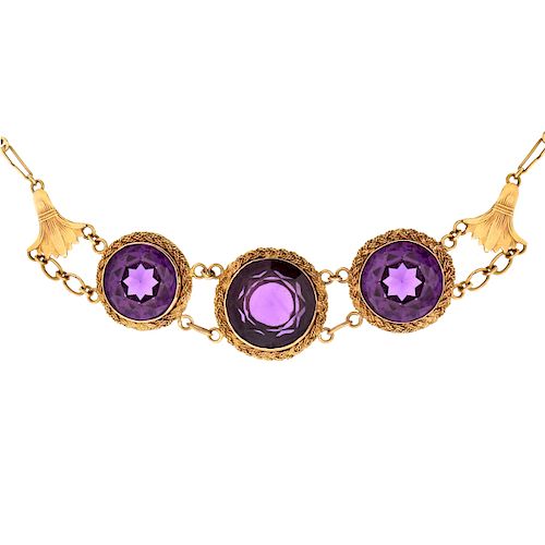 Antique Amethyst and 18K Gold Necklace