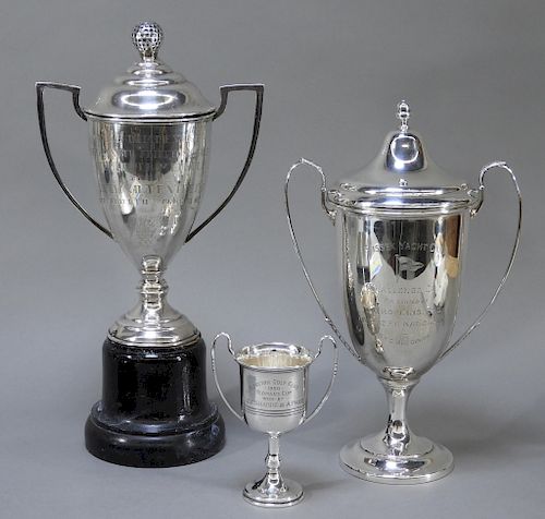3 Sterling Silver Golf & Yacht Club Trophies
