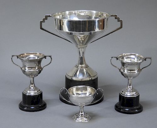 4PC Sterling Silver Art Deco Trophy Award Group