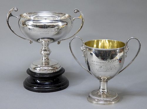2PC English Sterling & Silver Plate Trophy Group