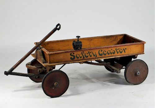 C.1900 Wilkinson MFG Wooden Safety Coaster Wagon