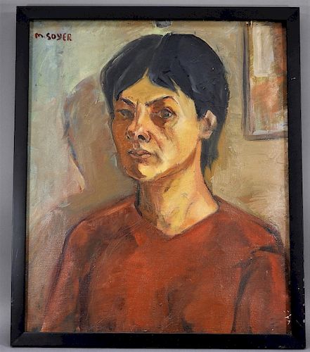 Moses Soyer O/C Portrait Painting of Ida Soyer