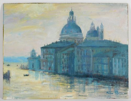 Nino Pippa Tonalist Venetian Harbor O/B Painting