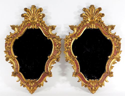 PR Italian Florentine Carved Gilt Wood Hall Mirror