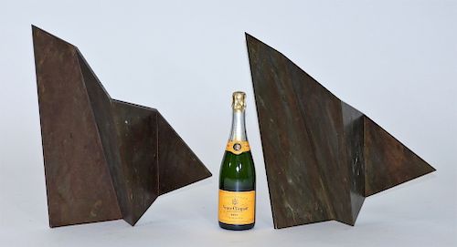 PR Modernist Angular Form Origami Bronze Sculpture