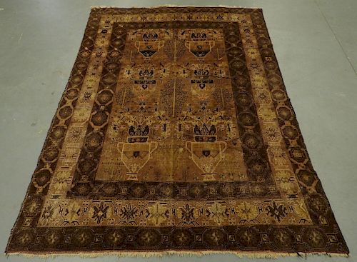Antique Turkish Earth Tone Wool Carpet Rug