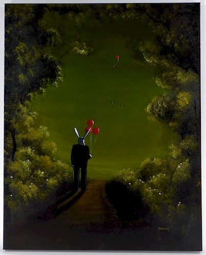 Danny DeLancey Modern Surrealist Rabbit Painting