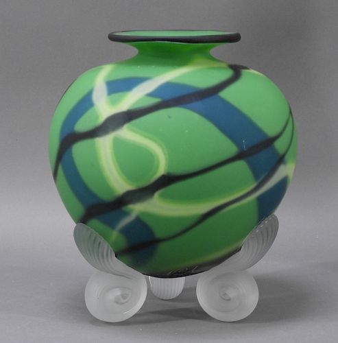 20C. American Contemporary Matte Art Glass Vase