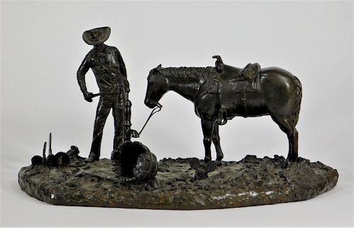 Irma Andrews Western Cowboy Horse Bronze Sculpture
