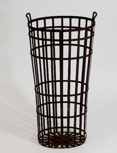 19C French Iron Handled Waste Basket