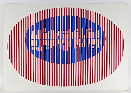 C.1971 Modern Op Art Abstract Geometric Serigraph