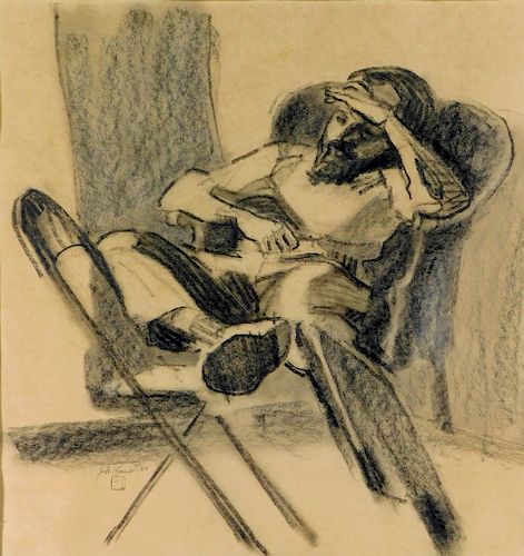 Jack Kramer Charcoal Study Drawing of a Man