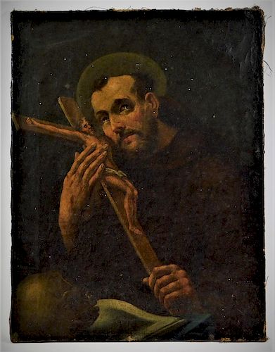 18C. Italian Old Master's Painting of a Franciscan