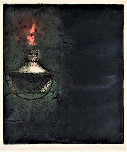 Kaiko Moti Indian Asiatic Flaming Oil Lamp Etching