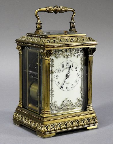 FINE 19C. French Aiguilles Repeater Carriage Clock