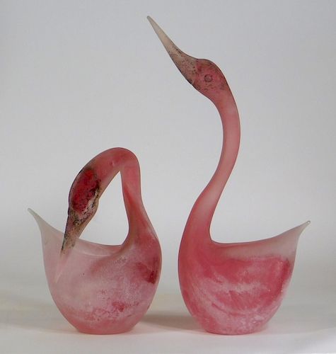 PR Gino Cenedese Murano Scavo Glass Swans