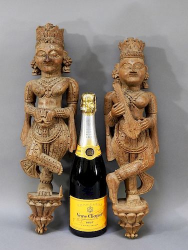 PR Carved Hardwood Indian Deity Figures
