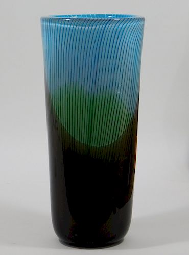 Italian Murano Art Glass Tall Cylindrical Vase
