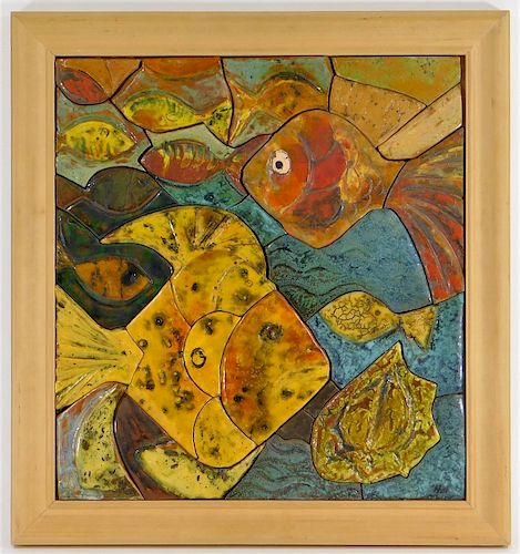 Russian Modernist Tropical Fish Ceramic Mosaic
