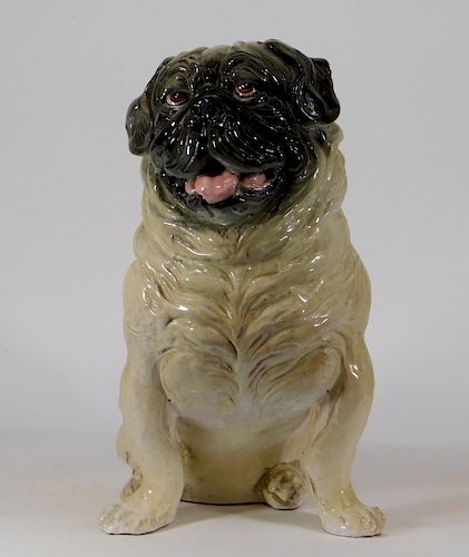 20C. Italian Glazed Terracotta Model of a Pug Dog