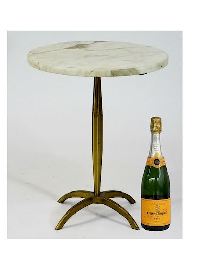 C.1975 Hollywood Regency Brass & Marble Side Table