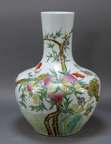 Chinese Porcelain Famille Rose 9 Peach Vase