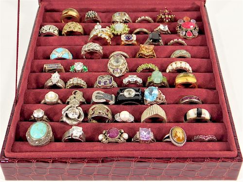 50PC Vintage Sterling Silver Fashion Pearl Rings