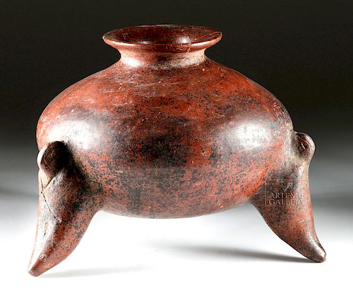 Handsome Colima Redware Olla w/ Parrot Legs