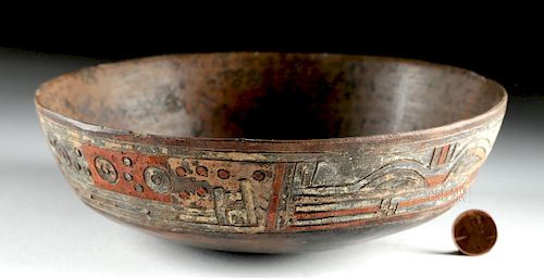 Paracas Burnished Painted and Incised Pottery Bowl