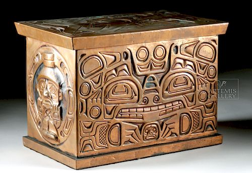 20th C. Haida Copper Hinged Box