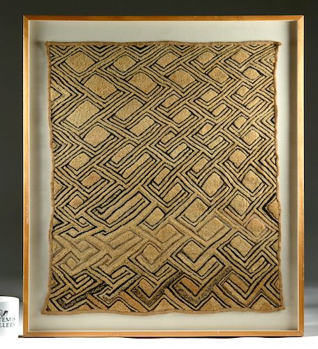 Large Framed African Kuba Cloth Panel