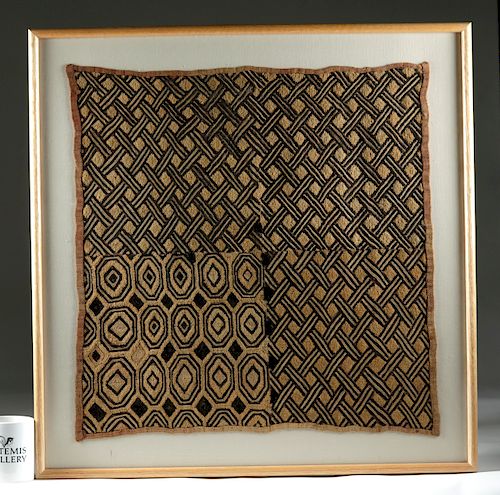 Exhibited Framed African Kuba Textile Panel
