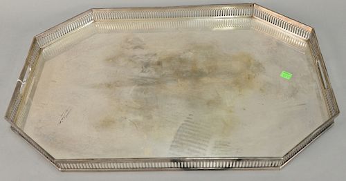 Silver tray with gallery. 16" x 23", 126.8 t oz. 
Provenance: Estate of Kenneth Jay Lane