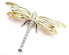 Vintage Henry Dankner 18k Yellow White Gold Diamond Dragonfly Pin