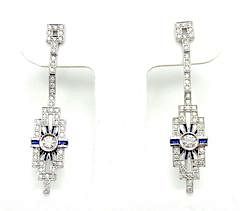 Hearts On Fire Classic 18k White Gold Diamond Sapphire Earrings