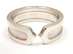 CLASSIC CARTIER 18K WHITE GOLD DOUBLE C WEDDING BAND