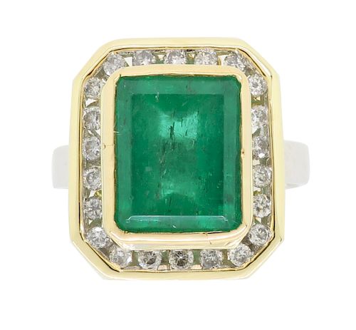 Emerald Halo Style Custom Diamond Ring