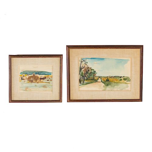 Nicolai Cikovsky. Two framed watercolors