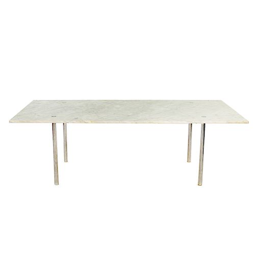 Contemporary marble & chrome dining table