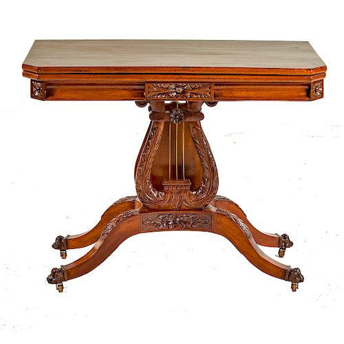 Philadelphia Classical carved mahogany games table