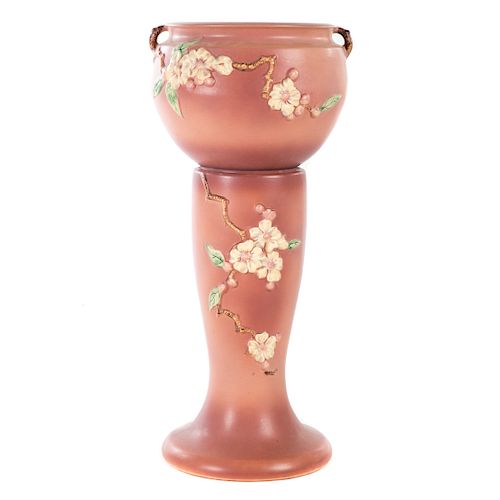 Roseville Pottery jardiniere and pedestal