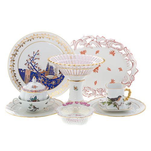 10 pieces of Herend porcelain tableware