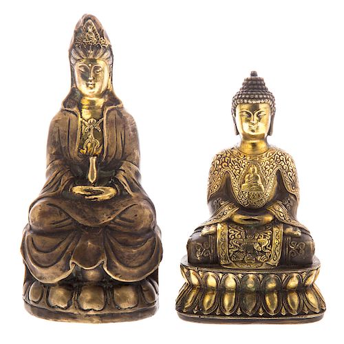 Chinese gilt bronze Buddha and Bodhisattva