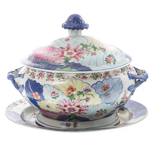 Chinese Export manner Tobacco Leaf soup tureen