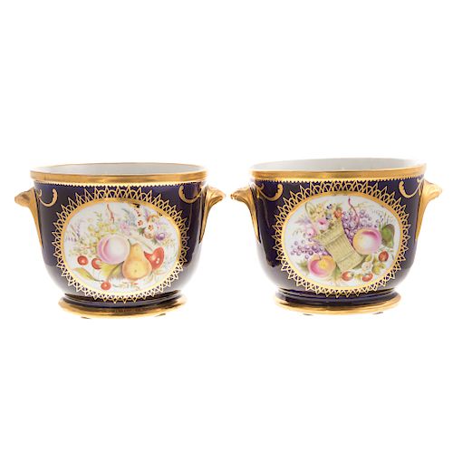 Pair English porcelain cache pots