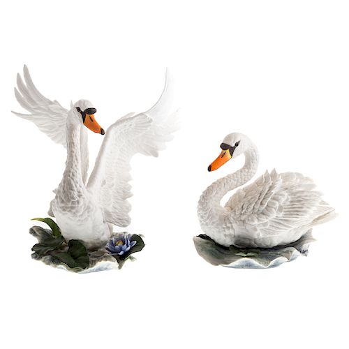 Pair Boehm porcelain Mute Swans