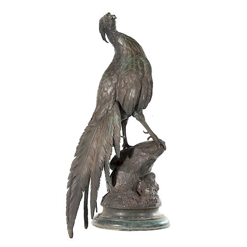 Ferdinand Pautrot. Crowing Pheasant bronze